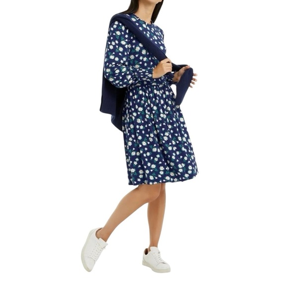 Draper James Womens Floral Print Kitty Knit A Line Dress Navy Blue Size Medium - Picture 2 of 11